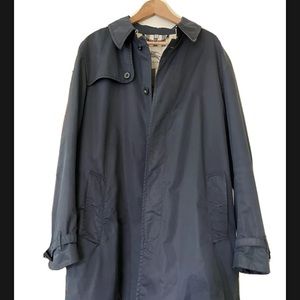 Burberry London Men Trench Coat Navy Blue Single Breast Sz 54